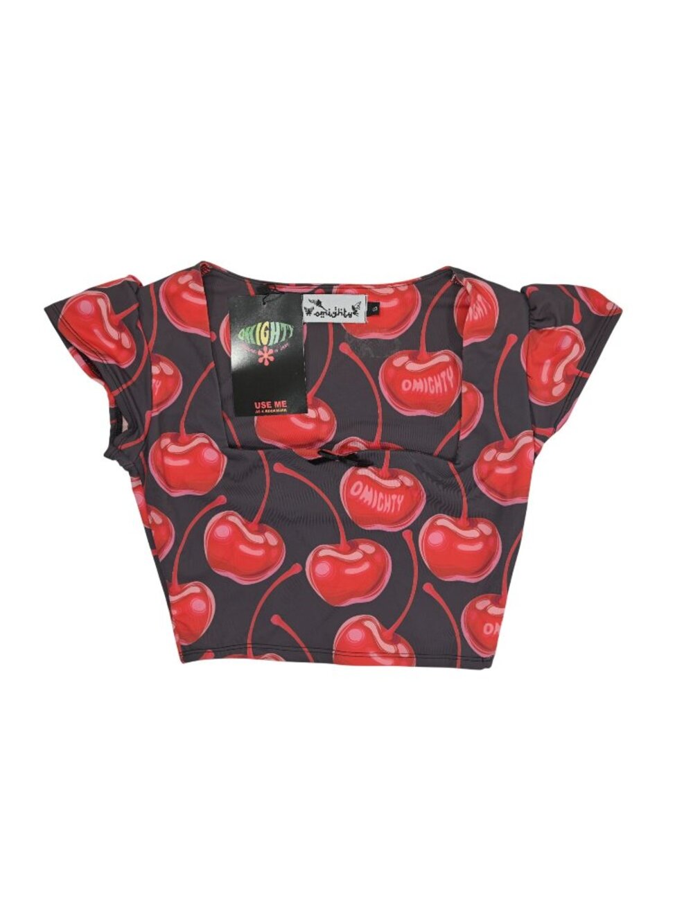 Omighty Pop My Cherry Crop Top in Black Red